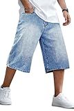 Heyfanee Kurze Hosen Herren Baggy Sommer Jeans Shorts Y2k Loose fit Denim Hosen Männer Jorts Hellblau 36