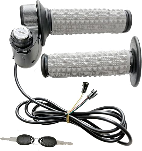 Full Twist Throttle Fits for Ridstar Q20 True Plug and Play Taper Handles Ebike Throttle 12V-72V Wide Voltage with Key Lock Fits E-Bike & E-Scooter (Black)