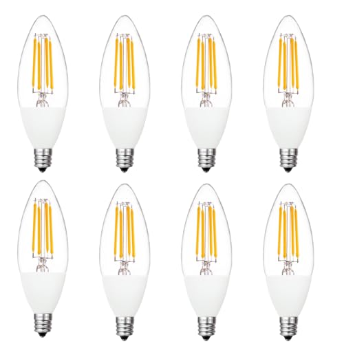 FLSNT Dusk to Dawn Outdoor Sensor LED Edison Bulbs, 4W (40W Eqv.), 450LM, B11 LED Candelabra Bulb E12 Base, Auto On/Off Photocell for Energy-Efficient, 2700K Soft White, 8 Pack