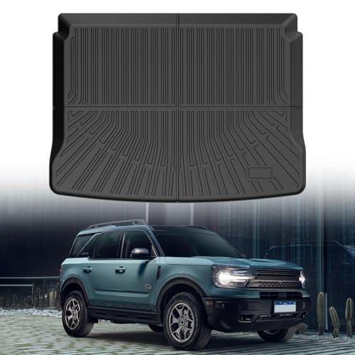 Image of Mixsuper Cargo Liner for Ford Bronco Sport 2021-2026 (w /Full Size Spare Tire), Trunk Mat for Bronco Sport Accessories Cargo Mat Rear Trunk Liner Black