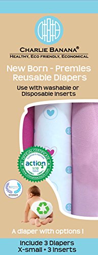 Charlie Banana couches avec trois inserts réutilisables pour fille, XS, 3 pièces Cover