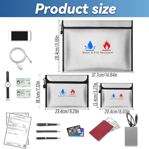 Bolsas para documentos ignífugas impermeables, organizador de joyas y dinero 5