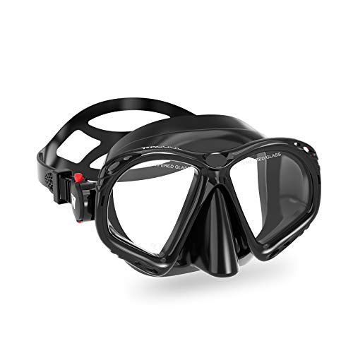 WACOOL Adults Snorkeling Diving Scuba Swim Swimming Mask for Anti-Fog Coated Glass Diving Anti-Splash (Adult,Black)