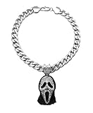 Fashion 21 Hip Hop Stone Filled Scream Face Pendant 11 mm 18-24 inches Cuban Chain Necklace (Silver Tone, 18)