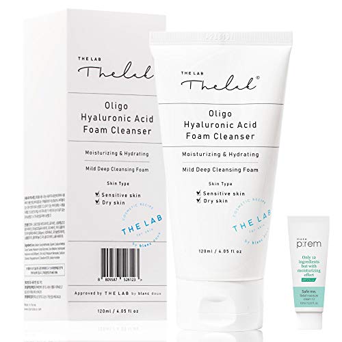 Blanc Doux Oligo Hyaluronic Acid Facial Foam Deep Hydrating Cleanser 4.05 fl. oz. for Dry, Sensitive Skin VEGAN Certified Deeply Moisturizing Face Wash | K-Beauty Korean Skin Care