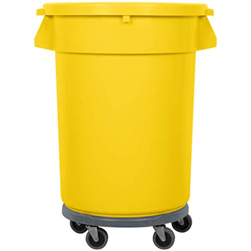TableTop King 32 Gallon Yellow Trash Can Lid and Dolly Kit