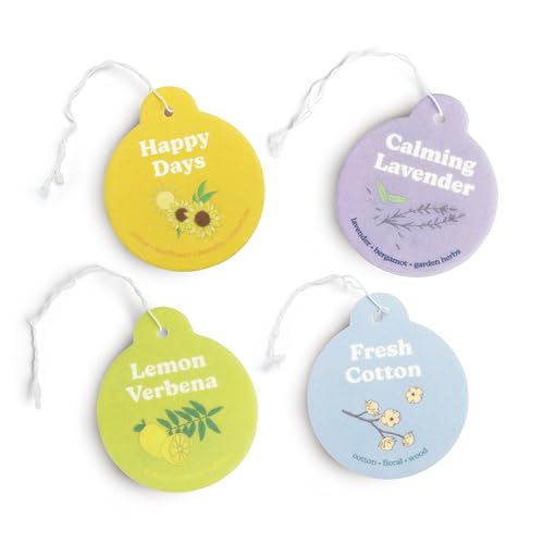 Image of Happy Wax Clean Mix Car Charms 4-Pack Included Scents: Lemon Verbena, Fresh Cotton, Happy Days, Calming Lavender