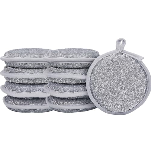 Image of GORGECRAFT 8Pcs 4.5 Inch Wire Dishwashing Rags for Wet and Dry Non Scratch Dishcloth Tableware Multifunctional Cleaning Washing Dish Cloth Reusable Round Scrub Sponges for Kitchen Cookware Dishes