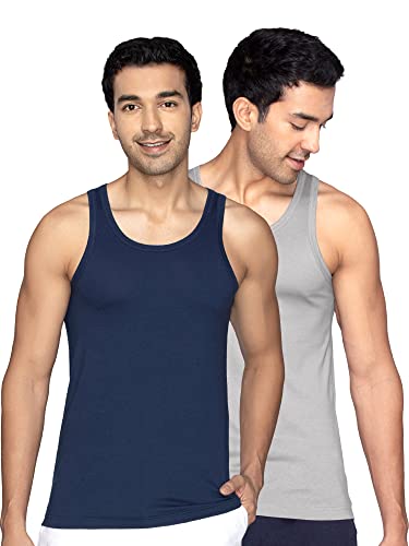 Image of XYXX Men's Cotton Modal Round Neck Vest | Antimicrobial, Breathable, Soft & Comfortable Man's Inner, Ultralight Baniyan for Man (Pack of 2)