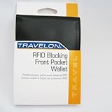 Travelon RFID Blocking Leather Front Pocket Wallet Id Card Mens Black Billfold