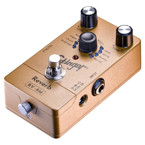 iStingor Reverb Guitar Pedal - RV-8M Effects Guitar Pedal, 8 Reverb Types, 24Bit/192kHz High-Resolution, Spring/Hall/Reverse/Gated Reverb, Noiseless Switching