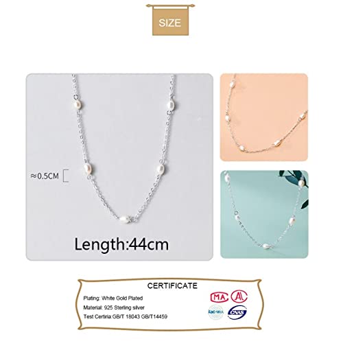 Collier de clavicule de perle véritable en argent sterling 925 de luxe - 5