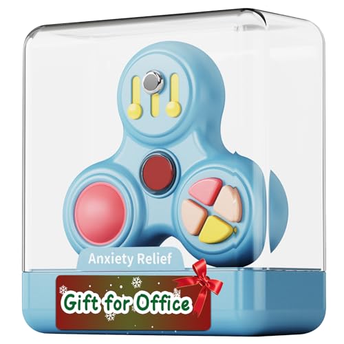 Fidget Toys Fidget Blocks Fidget Pads Stress Fidget Block Twisty Fidget Toy Cube Anxiety Toy Infinite Cube for Adults (Spin Blue)