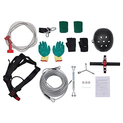 120FT Zipline Kit for Kids, Outdoor Backyard Zip Line Set with Tree Protectors & Trolley