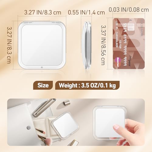 MOMOKUBA Vergrößerungsspiegel 30fach, kosmetikspiegel mit vergrößerung, 8x8cm Kleiner Spiegel, zweiseitiger Zusammenklappbarer vergrösserungsspiegel, handspiegel mit vergrößerung, Weiß