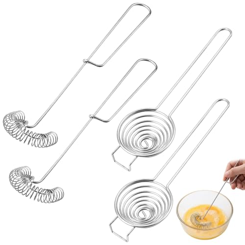 Spiralbesen Edelstahl, 4-teiliges Schneebesen Set Mit Flachbesen Und Eierschneebesen, Vielseitige...