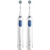 Oral-B PRO 690 CrossAction - Pack De 2 Cepillos De Dientes Eléctricos, 2 Mangos Blancos Recargables Con Tecnología De Braun, 1 Cabezal De Recambio