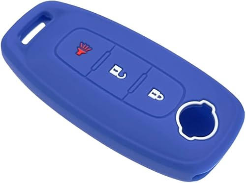 Miniatura 4 de Funda de goma de silicona para llavero compatible con Nissan Pathfinder Rogue (3 botones, negro y azul)