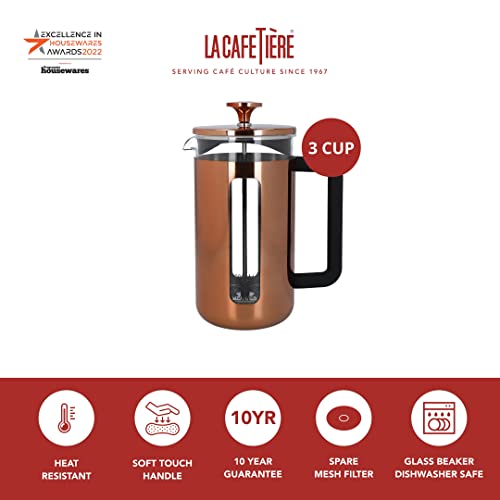 La Cafetière Pisa Stainless Steel Cafetière, Three Cup, Copper, Gift Boxed, Cooper, Cooper - Image 2
