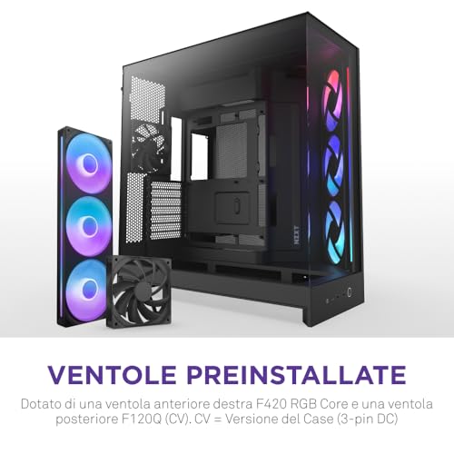 Nzxt H9 Flow Rgb (2025) – Grande Case Pc Atx Mid-Tower A Doppia Camera Con Flusso D'aria – Include 1 X Unità Ventola Rgb Da 420Mm E 1 X Ventola Da 120Mm – Supporto Radiatore Da 420Mm – Nero - 3