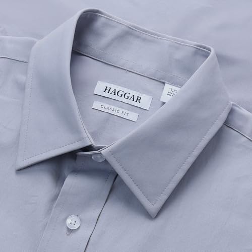 Haggar Men's Premium Comfort Classic Fit Wrinkle Resistant Dress Shirt Light Grey - image 3