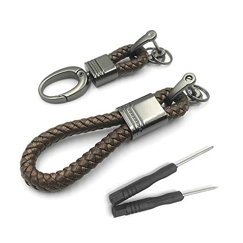 BuxiuGK 2 Stück Stylischer Schlüsselanhänger Keychain Leder Schwarz Geflochtenes Schlüsselanhänger PU Schlüsselband mit Zink-Legierung,Dunkler Kaffee Cover