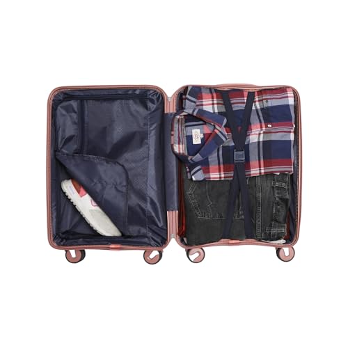 Image of Small Cabin 55 Cm Hard Sided Spinners, Expandable Travel & Luggage Bags Trolley Bag (Pink)