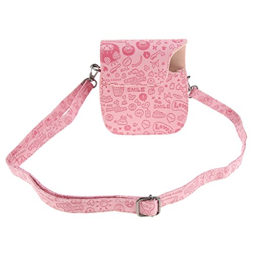 Bolsa de couro protetora Almencla para câmera Instax Mini 8 Polaroid rosa