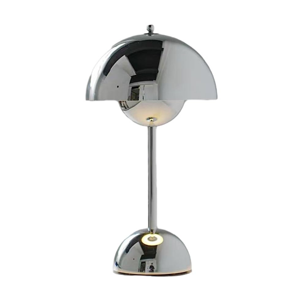 AoLa Lampada da tavolo fungo ricaricabile argento, lampada da tavolo senza fili dimmerabile con controllo touch ricaricabile tramite USB batteria 1200mAh lampada da comodino lampada a fungo