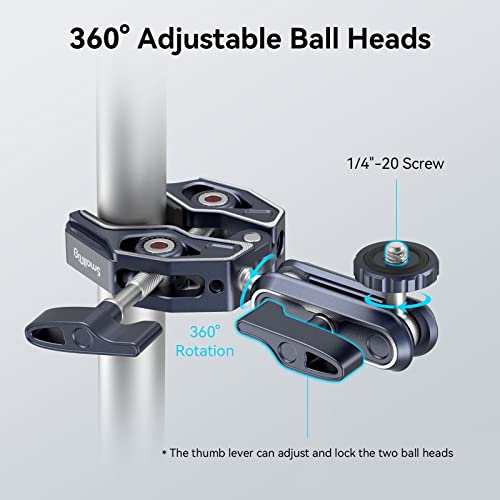 Smallrig Super Clamp Ballhead Magic Arm Camera Clamp, Crab-Shaped Monitor Clamp With 1/4"-20, 3/8"-16 Threaded Holes For Gopro/Dslr Camera/Stabilizer - 3757 #TOP2