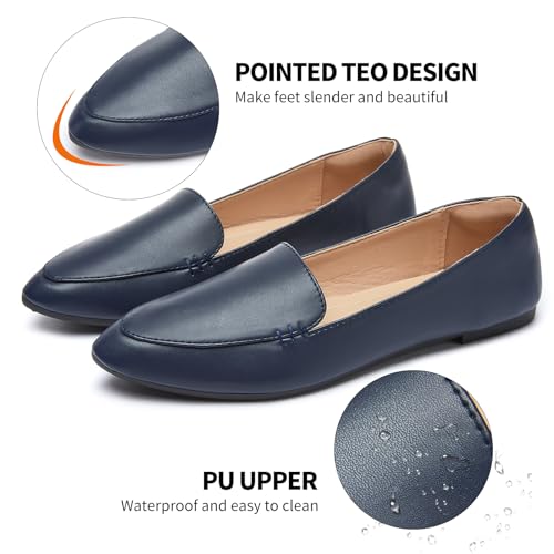 Image of FINIWOR Loafers for Women Flats Shoes Women Pointed Toe Dress Shoes Comfortable Memory Foam Penny Loafers Slip On Shoes