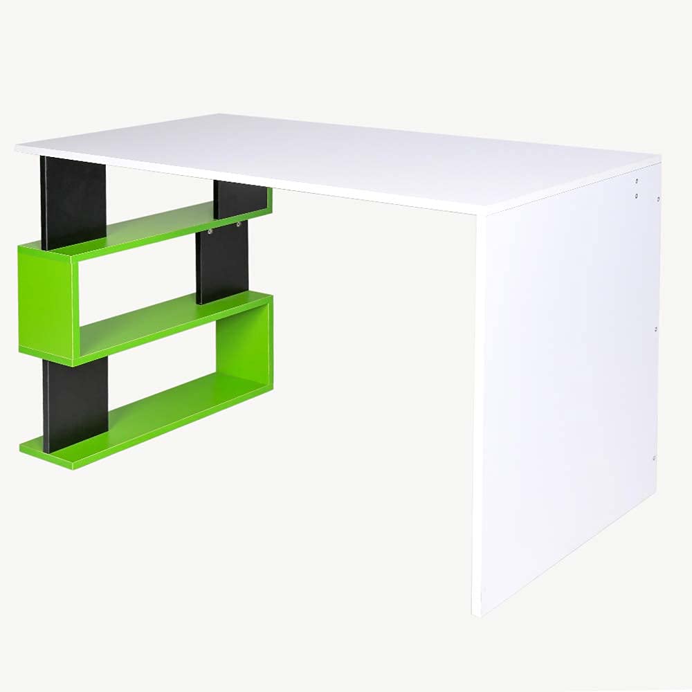 BAKAJI Scrivania con Libreria 3 Ripiani Tavolo da Lavoro Porta Pc Computer Struttura e Piano in Legno MDF Arredamento Casa Ufficio Cameretta Design Moderno Dimensioni 120 x 60 x 75 cm (Verde)