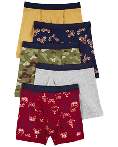 Carter's Boy's 5-Pack Cotton Boxer Briefs (Multi Gamer/Camo/Bike, 14)