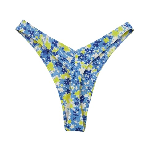 SherryDC Women’s Cheeky Thong Brazilian Bikini Bottoms Sexy High Cut Leg Swimsuit Bottom Ruched Butt Bathing Suit Briefs