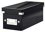 Leitz Boîte de rangement Click & Store, Format CD (14,3 x 13,6 x 35,2 cm), adapté aux CD et autres objets, Pour le bureau et la maison, Montage bouton pression, En carton recyclé à 84%, Noir, 60410095
