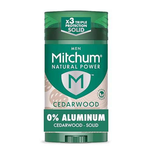 Mitchum Mens Natural Power Deodorant Solid Cedarwood 24HR Protection Vegan 2.7 oz