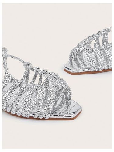 Image of Verdusa Women's Metallic Braided Slingback Sandals Casual Strappy Sandals