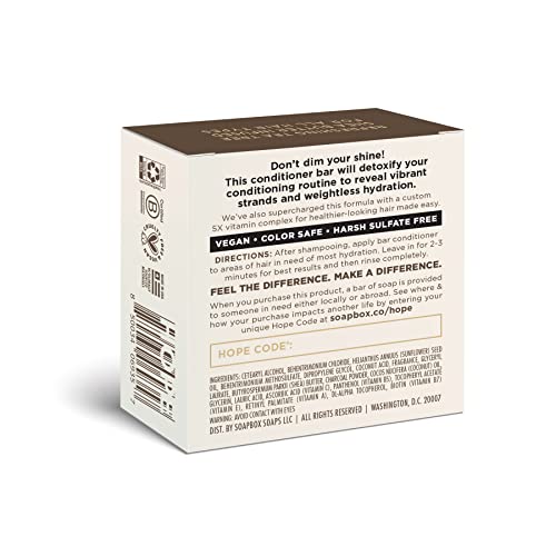 Soapbox Hair Conditioner Bar With Activated Charcoal To Detox & Refresh Dry, Damaged Hair - 2Oz Solid Conditioner, Low Plastic, Vegan, Sulfate & Paraben Free Hair Care #TOP2