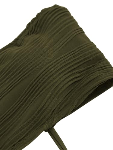 Image of ZAFUL Women Strapless Textured Bandeau Bikini 2 Piece Swimwear Cheeky Solid Lace up Bathing Suits