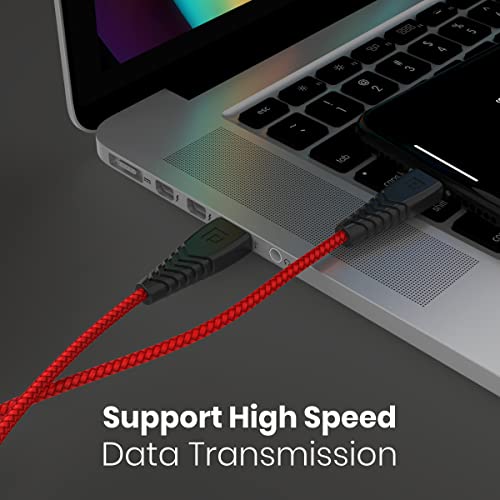 Image of Portronics Nylon Braided Fast Charging And Data Sync 3.0 Amp Konnect B Micro Usb Cables With Pvc Heads For Smartphone, Tablet, Laptop, Smart Watch (Red, 1 Meter)