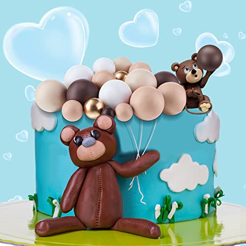 108 Pieces Balls Cake Topper Mini Balloons Cupcake Topper Diy Cake Insert Topper Foam Cake Balls Baking Decoration For Wedding Anniversary Valentines Day Birthday Party (Brown Series) #TOP1