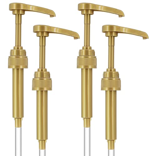 Sunyamgo Coffee Syrup Pump, Premium Syrup Pump Dispenser Fits For 750Ml Syrup Bottles, Compatible With Torani, Davinci, Upouria, Jordans Skinny Syrups, Gold (Pack Of 4) #TOP4