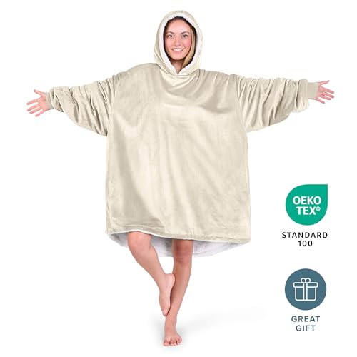 Image of Bare Home Wearable Blanket Hoodie - Soft Plush Sherpa - Warm and Cozy - Oversized Wearable Blanket