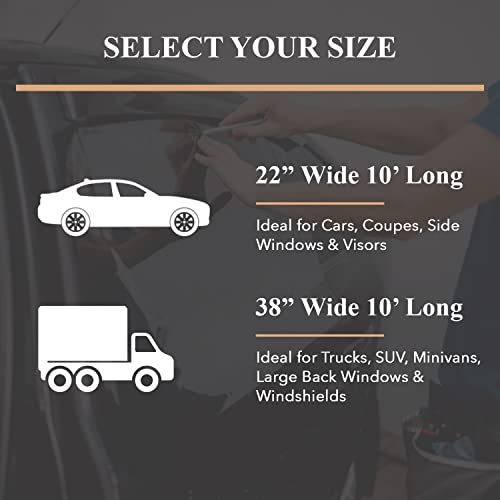 TRUE LINE Automotive Window Tint Film - 99% UV Rejection, 20% Tint, Heat Shield, Privacy Film - 38" Wide x 10' Long