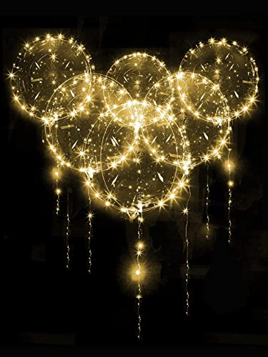 Zodight Light Up Balloons, 10 Packs 20 Inches Led Bobo Balloons with 10ft Lights for Wedding Christmas Birthday Party Decoration(Yellow)