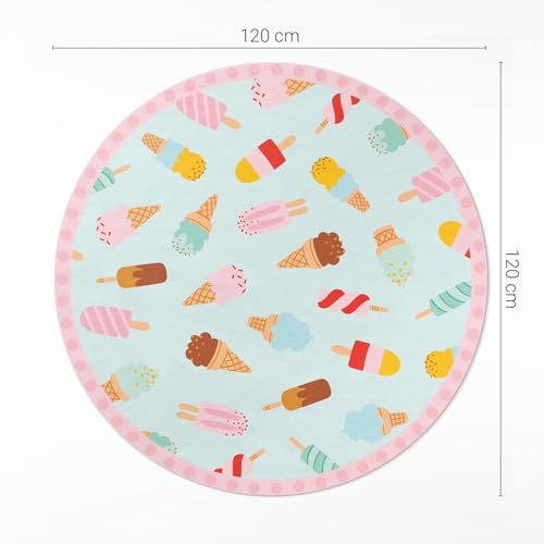 Tapis Vinyle ø120 cm Rond Cornets de Glace Cuisine