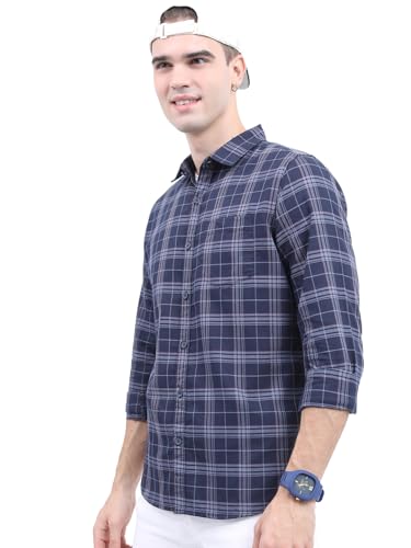 Image of Highlander Men's Slim Fit Checks Shirt | Long Sleeves | Regular Collar | Casual Shirts for Men