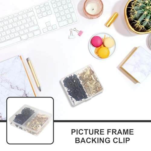 Image of Ciieeo 120Pcs Picture Frame Hardware Backing Clips Frame Fasteners with Screws for Hanging Photos Picture Frames and Artwork Frame Fixing Hardware
