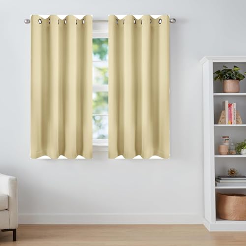 Rideau occultant beige 120 x 85 cm isolant phonique pour protéger la chambre du bruit