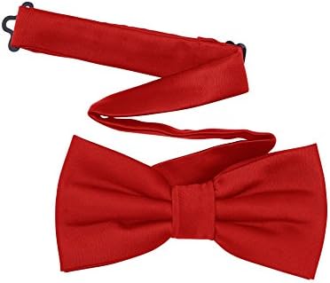 TINYHI Men's Pre-Tied Satin Formal Tuxedo Bowtie Adjustable Length Satin Bow Tie Red One Size